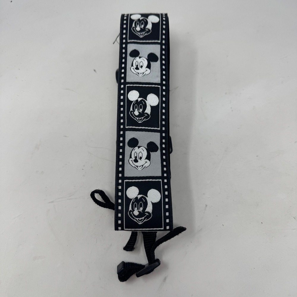 Vtg Disney Mickey Mouse Camera Strap Black White Negative Film Strip Retired